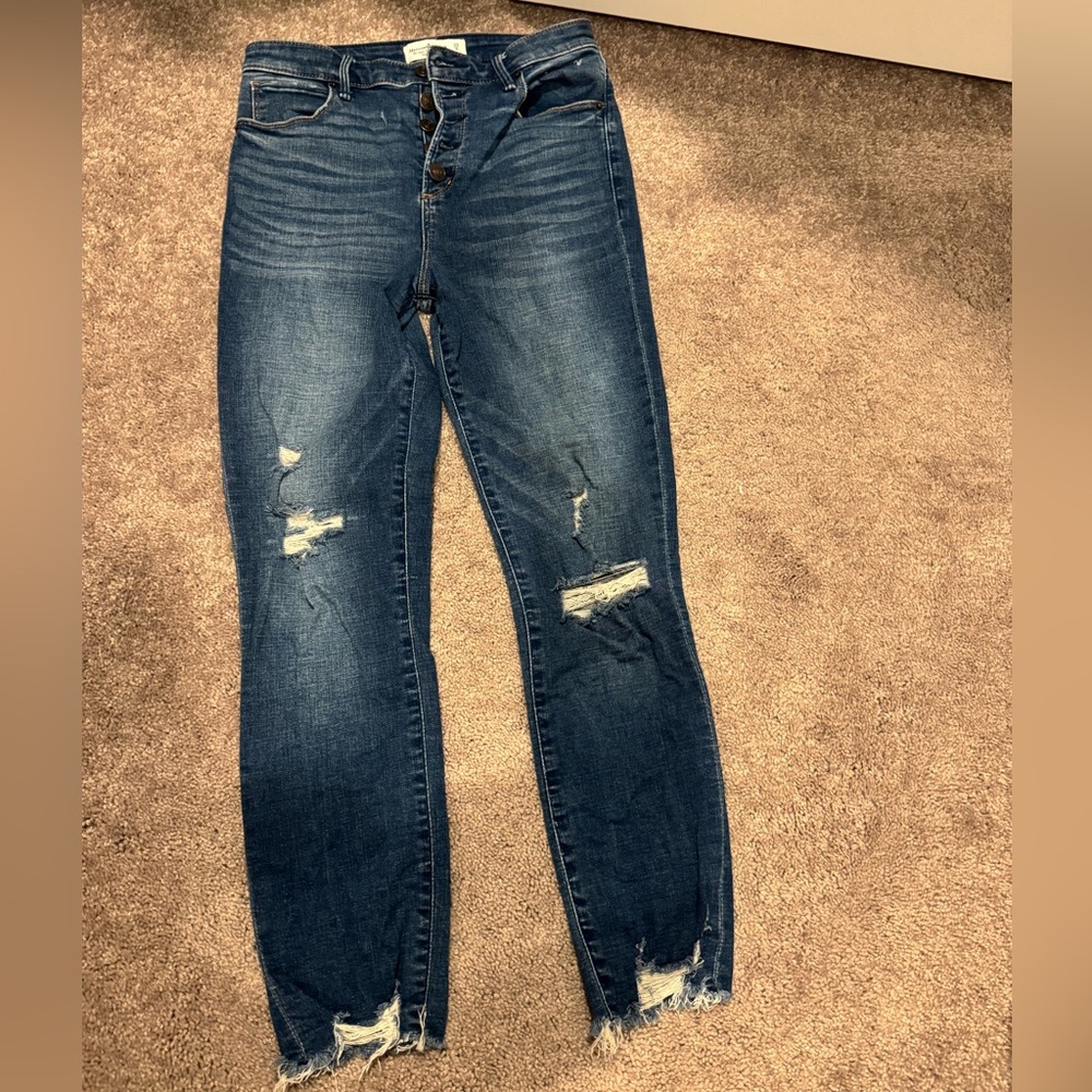 Abercrombie & Fitch Dark Blue Distressed Skinny Jeans